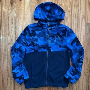 Under Armour Kids Blue Camo fleece zip up Hoodie boys size small